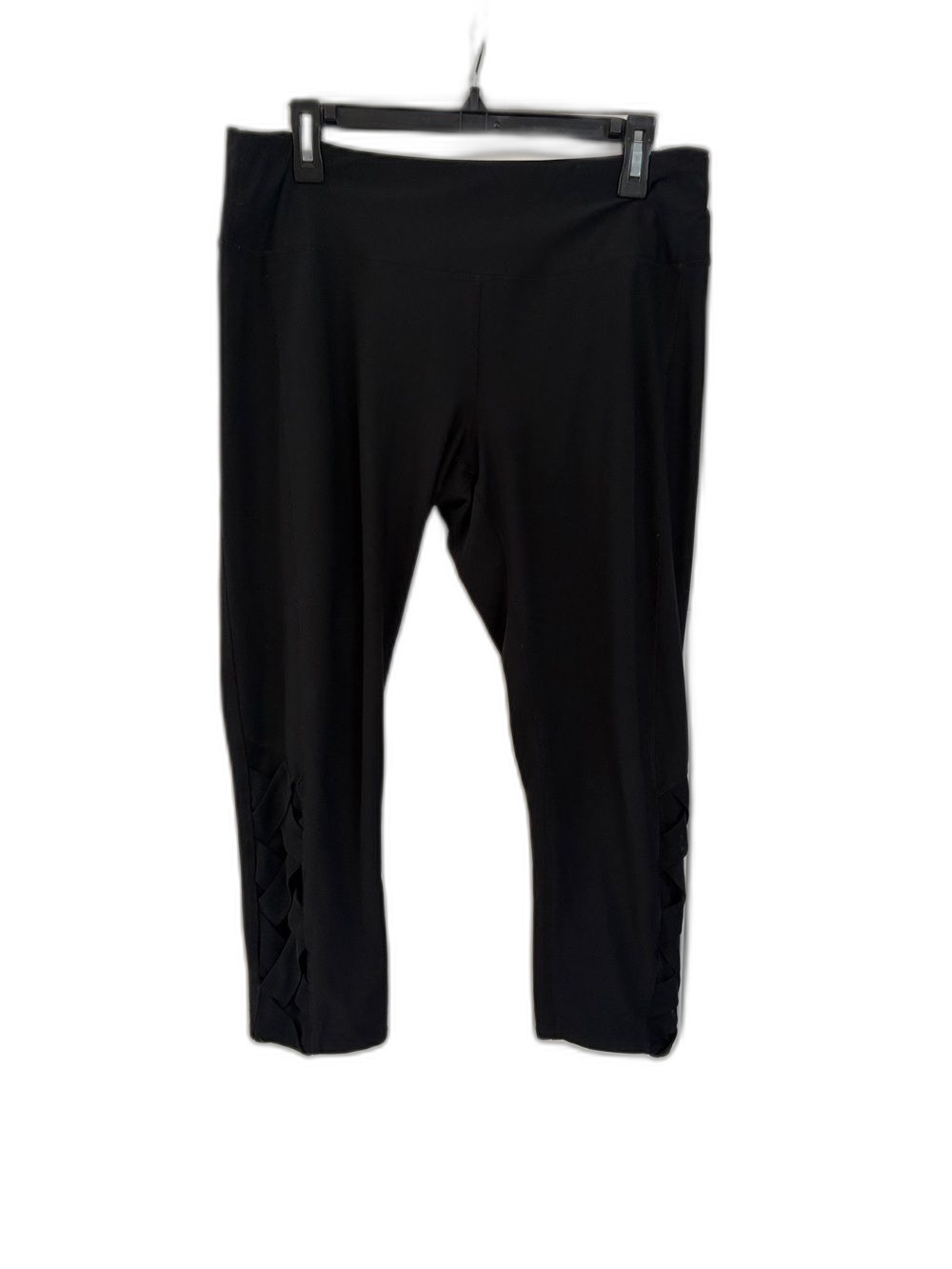 90 Degree by Reflex Black High Waisted Lattice Crop Capri Leggings Size XL Yoga